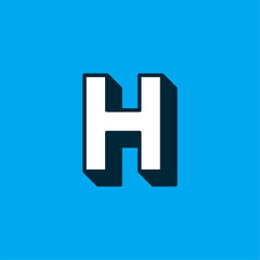 Vector Logo Letter White Blue Longshadow H