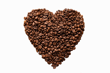 heart-shaped coffee beans on a white background