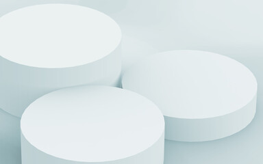 3d gray white bright cylinder podium minimal studio background. Abstract 3d geometric shape object illustration render.