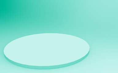 3d green bright cylinder podium minimal studio background. Abstract 3d geometric shape object illustration render. Display for food natural product.