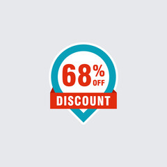 68 discount, Sales Vector badges for Labels, , Stickers, Banners, Tags, Web Stickers, New offer. Discount origami sign banner