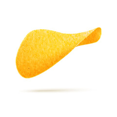 Potato chips on white background, fast food, vector snack.