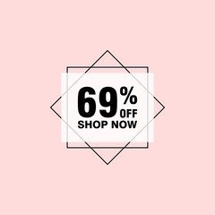 69 discount, Sales Vector badges for Labels, , Stickers, Banners, Tags, Web Stickers, New offer. Discount origami sign banner