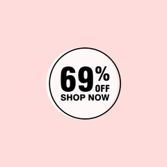 69 discount, Sales Vector badges for Labels, , Stickers, Banners, Tags, Web Stickers, New offer. Discount origami sign banner