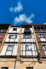 Traditional Basque architecture, Historic quarter, Hondarribia town, Txingudi bay, Jaizkibel Mountain range,  Gipuzkoa province, Basque Country, Spain, Europe