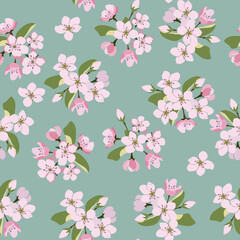 Seamless vector illustration. Blooming sakura