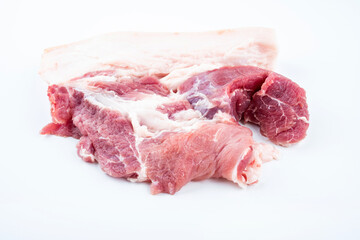 Fresh front leg pork on a plate on white background