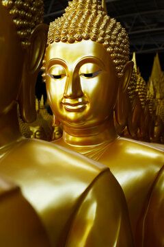 statue of buddha, in buddhist temple ,with golden color