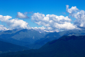 Fototapeta na wymiar Mountains landscape and view in Racha, Georgia