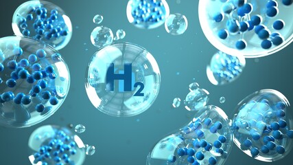 H2 Molecules Bubbles - obrazy, fototapety, plakaty