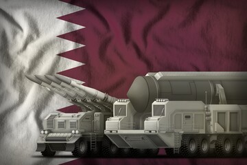 Qatar rocket troops concept on the national flag background. 3d Illustration