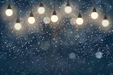 Fototapeta na wymiar blue wonderful shining glitter lights defocused light bulbs bokeh abstract background with sparks fly, celebratory mockup texture with blank space for your content