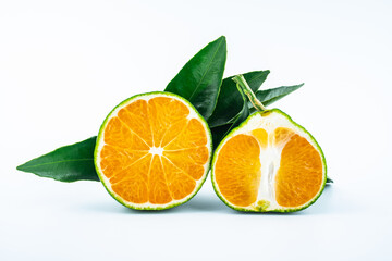 Fresh oranges on white background