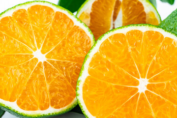 Fresh oranges on white background