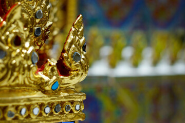 close up of detail in the buddhist temple rachabopit in the city of bangkok -thailand 