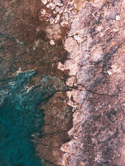 Top down view of mediterranean coast, turqoise sea