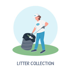 Environmental cleanup social media post mockup. Litter collection phrase. Web banner design template. Nature care booster, content layout with inscription. Poster, print ads and flat illustration