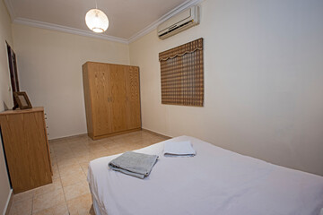 Fototapeta na wymiar Interior design of bedroom in house