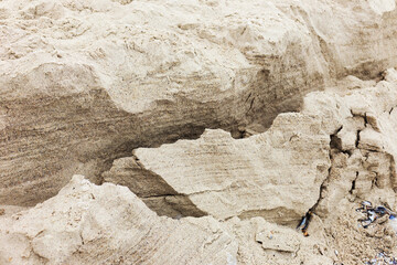 Sand dune collapse down to a small canal revealed texture inside