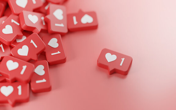 Separated One Love Notification Icon 3D Rendering Pink Background