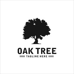 oak tree logo design silhouette vector