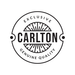 Vintage badge, label or logo. Outline stamp design. Exclusive, genuine quality circle emblem for business and fashion typography. Vector illustration.