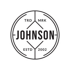 Vintage badge, label or logo. Outline stamp design. Premium product circle emblem for business and fashion typography. Vector illustration.