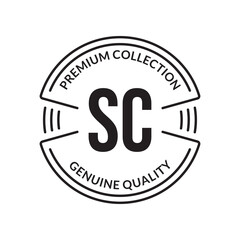 Vintage badge, label or logo. Outline stamp design. Premium, genuine quality circle emblem for business and fashion typography. Vector illustration.