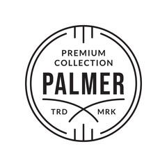 Vintage badge, label or logo. Outline stamp design. Premium circle emblem for business and fashion typography. Vector illustration.