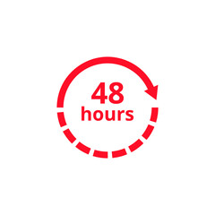 48 hours time icon. Clock icon. Vector clock logo.