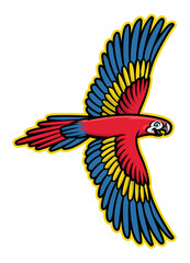 flying parrot bird mascot logo
