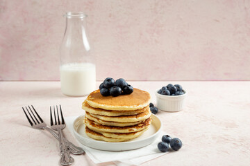 stack of pancakes with blueberries