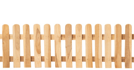 Wooden fence isolated on white background with clipping path, for decoration graphic design exterior
