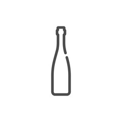 Red wine bottle in flat style on white background. Simple template design. Beverage icon design. Isolated illustration outline object. One line symbol of an alcoholic drink. Single shape drink product