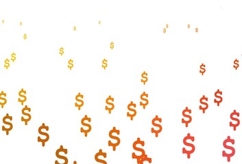 Light Yellow, Orange vector background with Dollar.