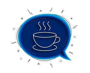 Coffee drink line icon. Chat bubble with shadow. Hot cup sign. Fresh beverage symbol. Thin line cappuccino icon. Vector