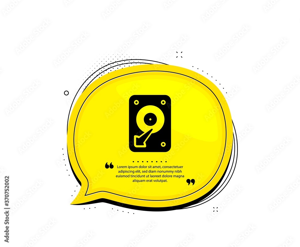 Poster hdd icon. quote speech bubble. hard disk storage sign. hard drive memory symbol. quotation marks. cl