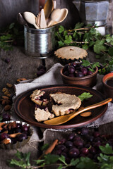 Pie with currants, gooseberries.