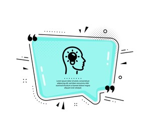 Idea head icon. Quote speech bubble. Lightbulb sign. Core value symbol. Quotation marks. Classic idea head icon. Vector