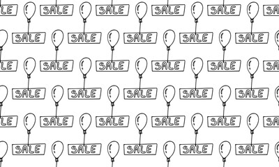 Vector template for black friday web banner or poster. Hand drawn doodle illustration of sale and discount icons. Online shopping