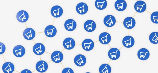 Shopping Cart Flat Design E-Commerce 3d illustration