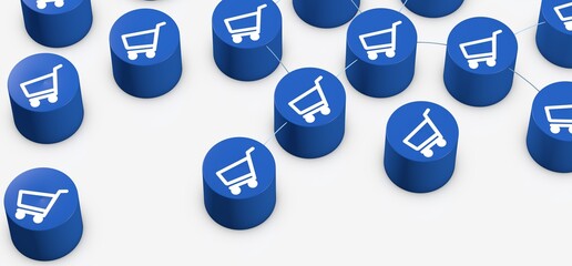 Shopping Cart Flat Design E-Commerce 3d illustration