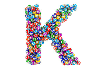 Letter K, from lottery balls. 3D rendering