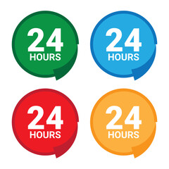 Open 24 hours icon Isolated On White Background. Vector