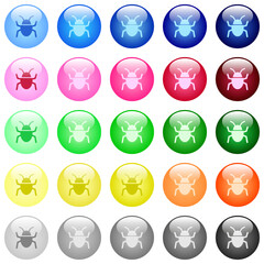 Bug icons in color glossy buttons