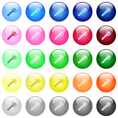 Caliper icons in color glossy buttons