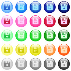 File fast forward icons in color glossy buttons