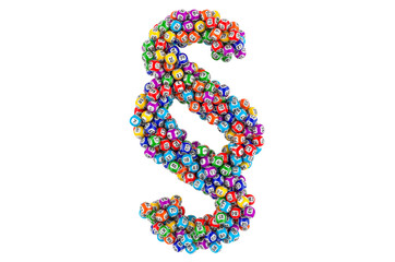 Section, paragraph symbol from colored lottery balls. 3D rendering