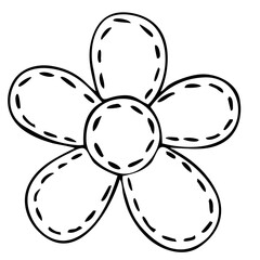 cute flower, children toy, decorative element, vector illustration with decorative stitching, coloring for children