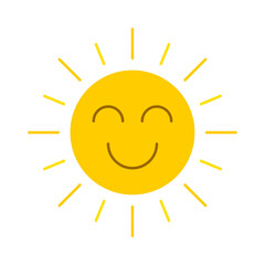Abstract yellow smiling sun icon isolated on a white background. EPS10 vector file